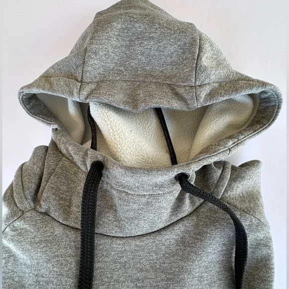 Nike Dri Fit Therma Fleece Running Turtleneck Big Swoosh Grey Pullover Hoodie XL - Picture 5 of 14